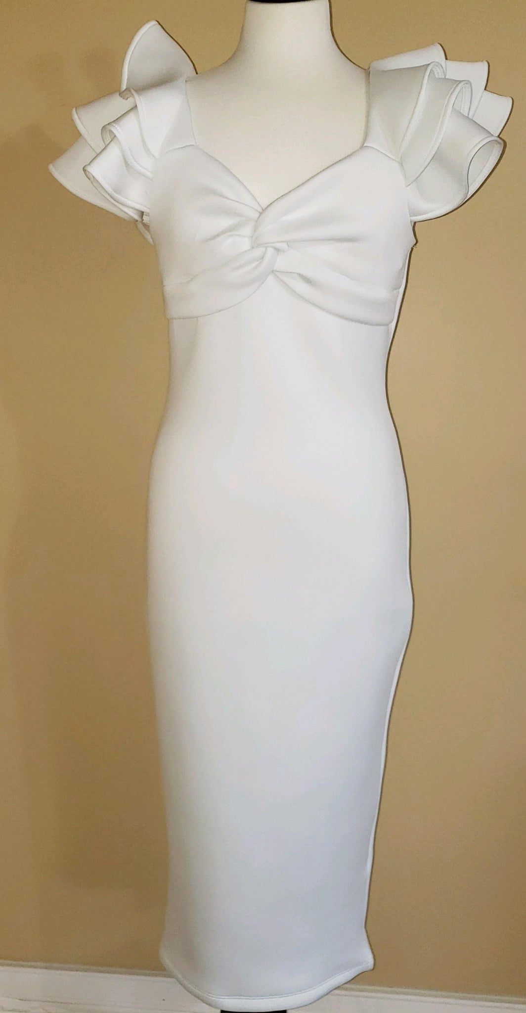 white ruffle midi dress Whitney” White Ruffle Midi – Glitz & Glamm Boutique